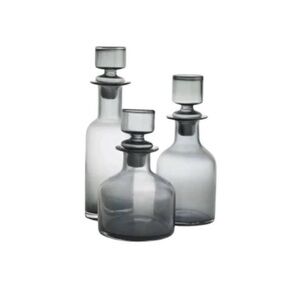 Set of Three Gray Glass Bottles